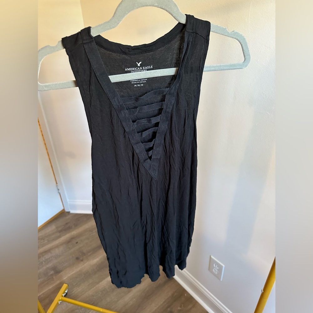 American Eagle Soft Black Tank with Detail